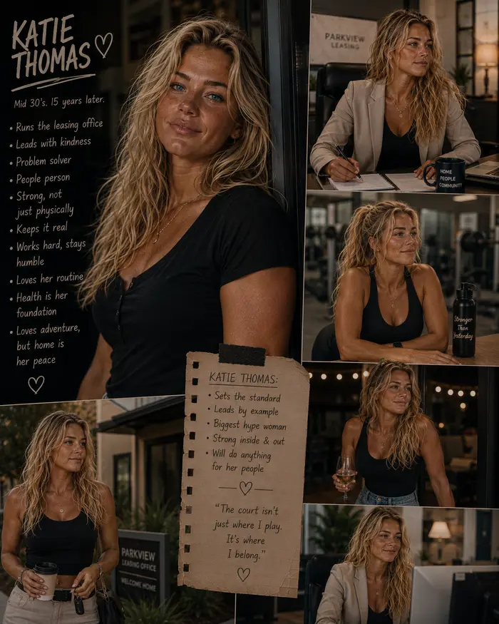Character artwork of Katie Thomas